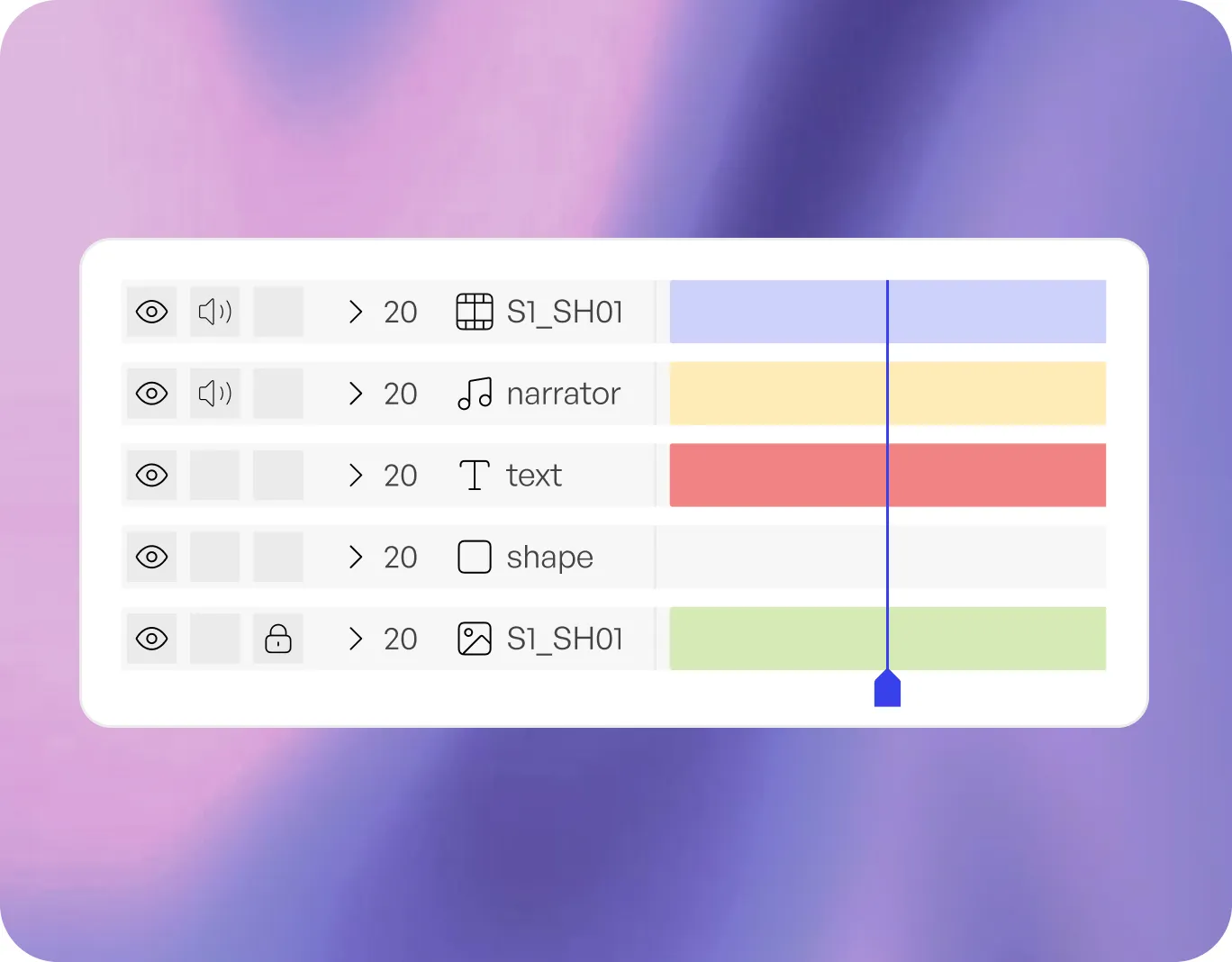 Multi-track timeline assembly editor mockup